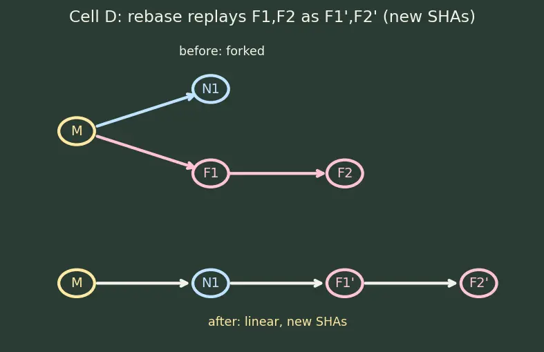 Figure — Git operations — branch, merge, rebase, cherry-pick, stash, bisect