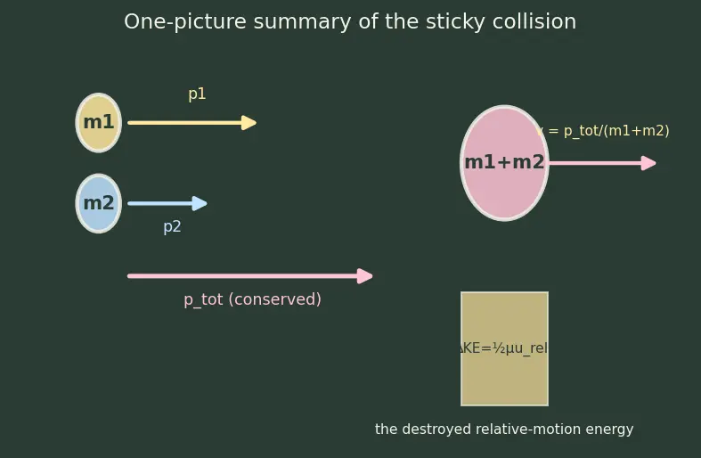 Figure — Perfectly inelastic collisions — maximum KE loss