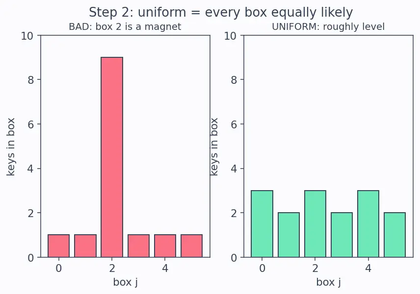 Figure — Hash function — properties -  deterministic, uniform, fast