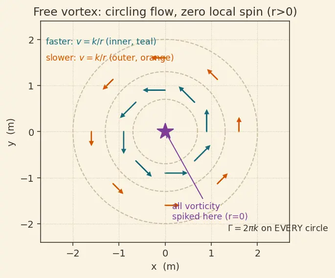 Figure — Vorticity — ω = ∇ × v, circulation Γ