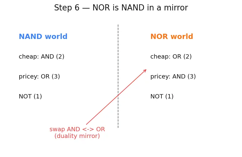 Figure — Universal gates (NAND - NOR completeness)