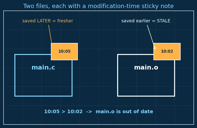 Figure — Makefiles — targets, prerequisites, recipes, variables, automatic variables