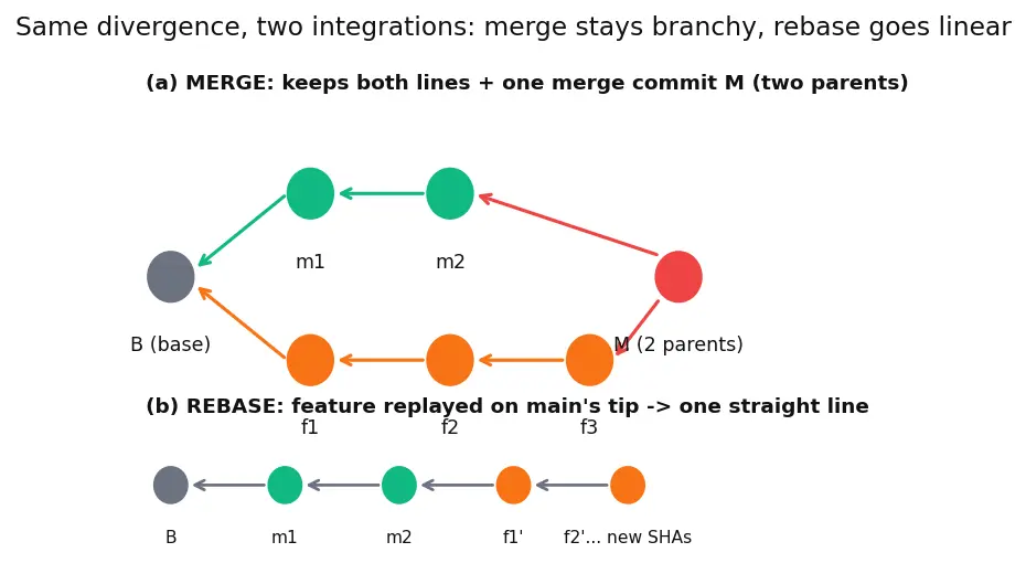 Figure — Git operations — branch, merge, rebase, cherry-pick, stash, bisect