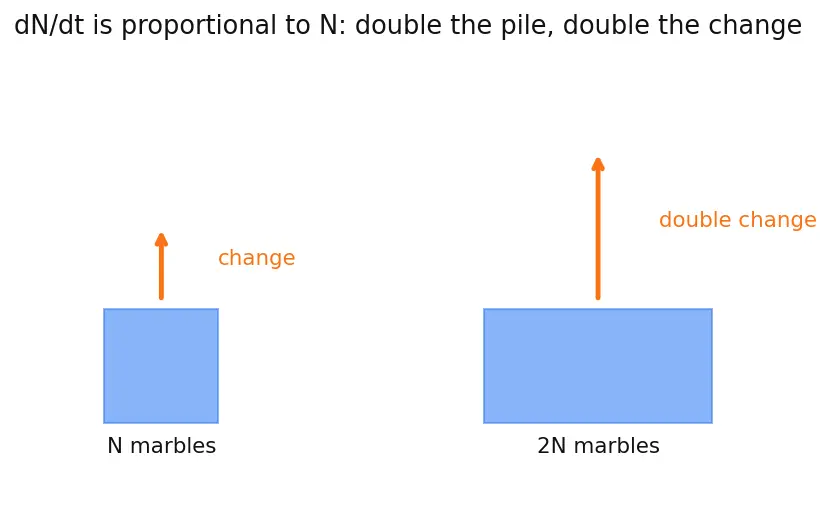 Figure — Exponential growth and decay models — half-life, doubling time