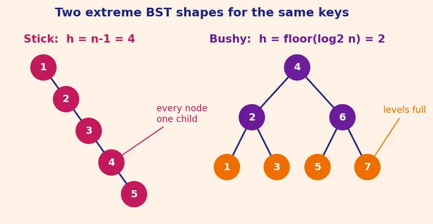 Figure — BST — worst case O(n) — motivation for balancing