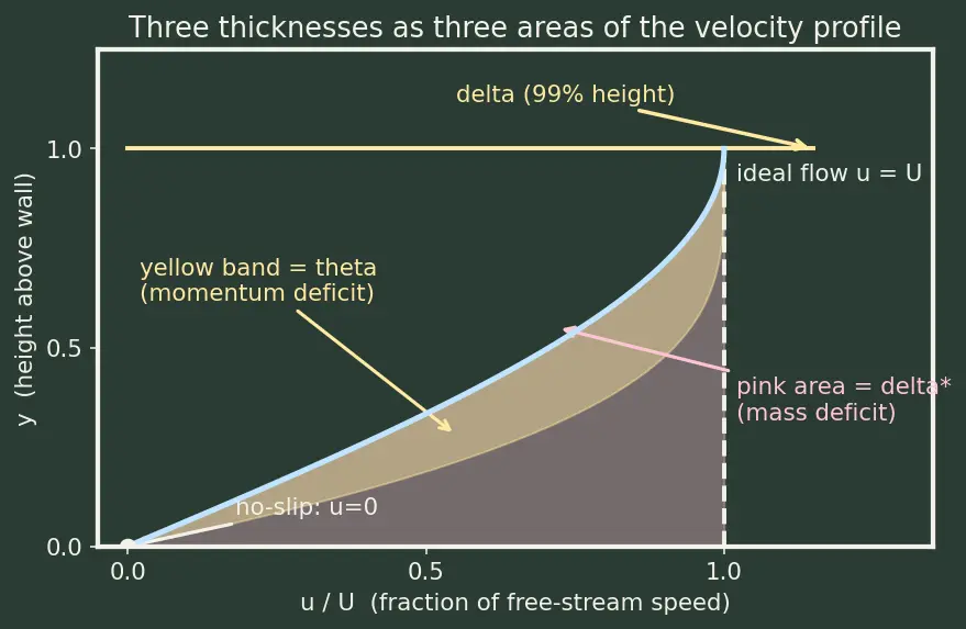 Figure — Boundary layer thickness, displacement thickness, momentum thickness