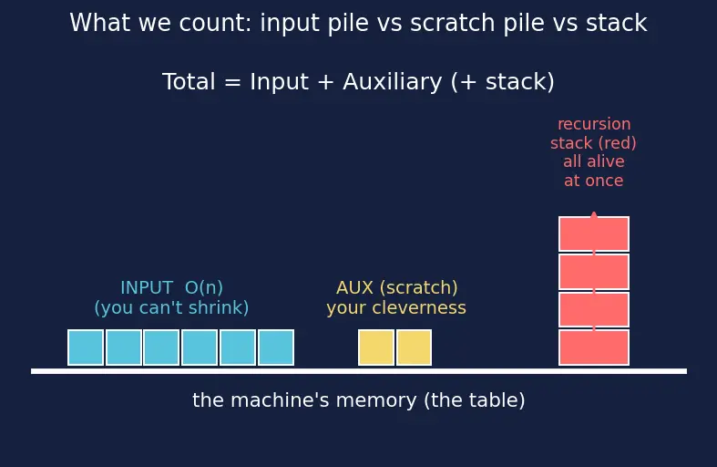 Figure — Space complexity — auxiliary vs total