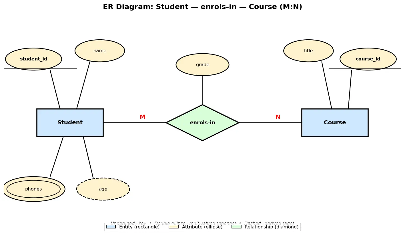 Figure — ER diagrams — entities, attributes, relationships, cardinality