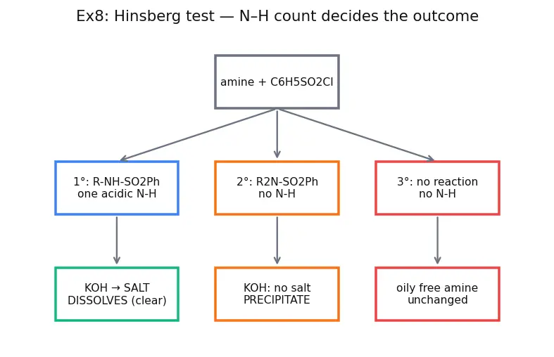 Figure — Amines — basicity (alkyl  -  NH₃  -  aryl in water; reverse in gas phase), Hofmann elimination, carbylamine, Hinsberg te