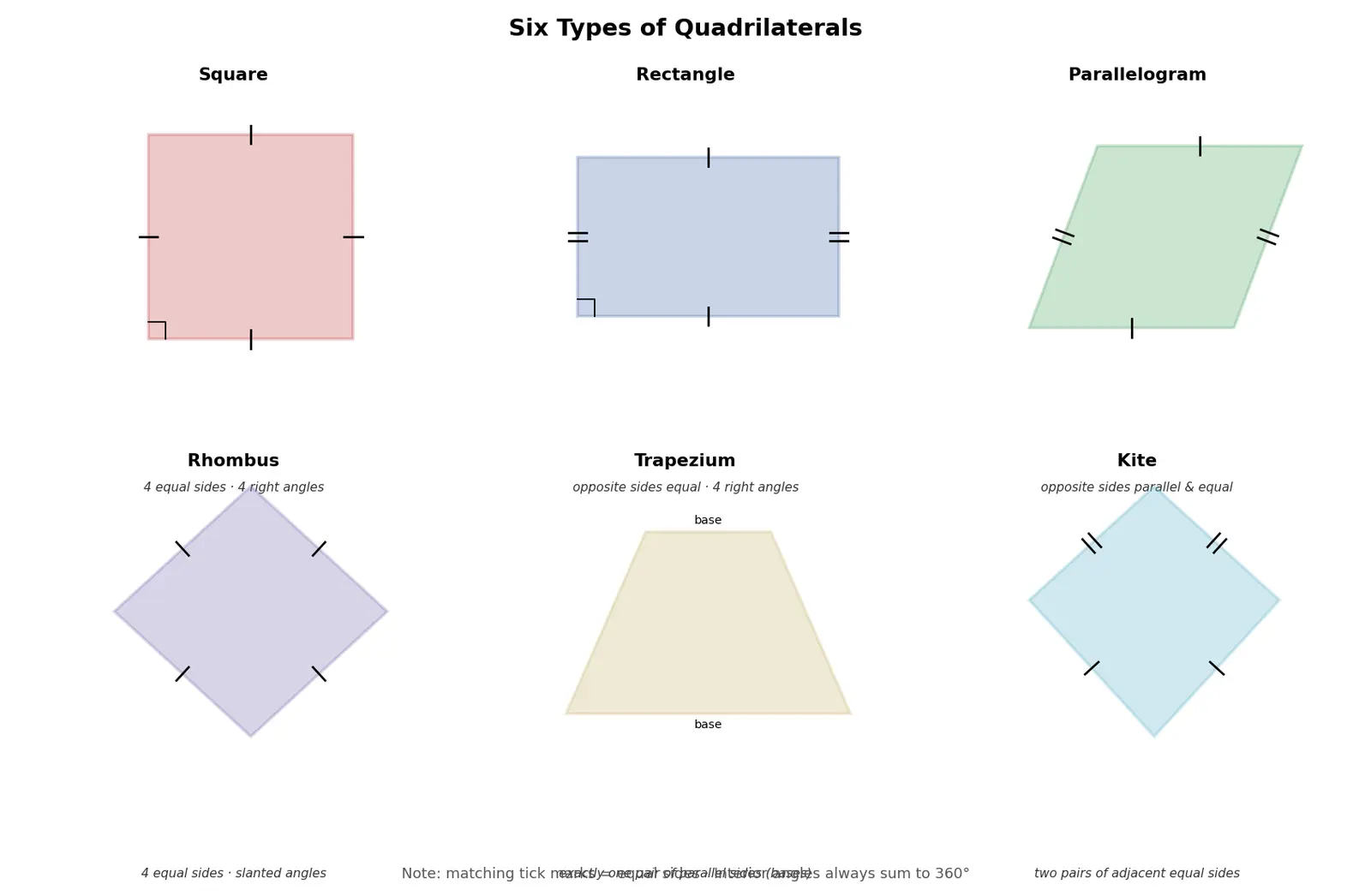Figure — Quadrilaterals — square, rectangle, parallelogram, rhombus, trapezium, kite