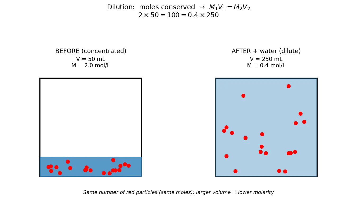 Figure — Dilution formula M₁V₁ = M₂V₂