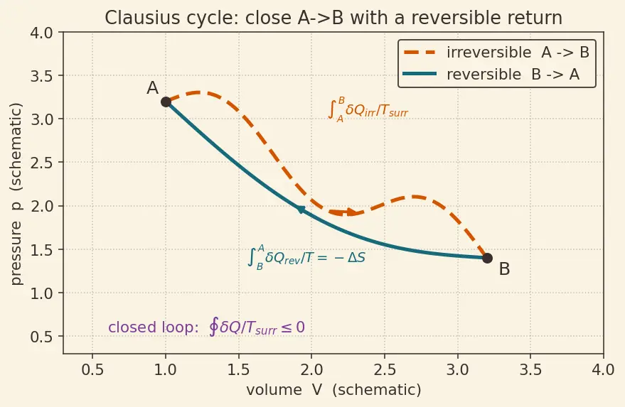 Figure — Entropy change in irreversible processes — always  -  0