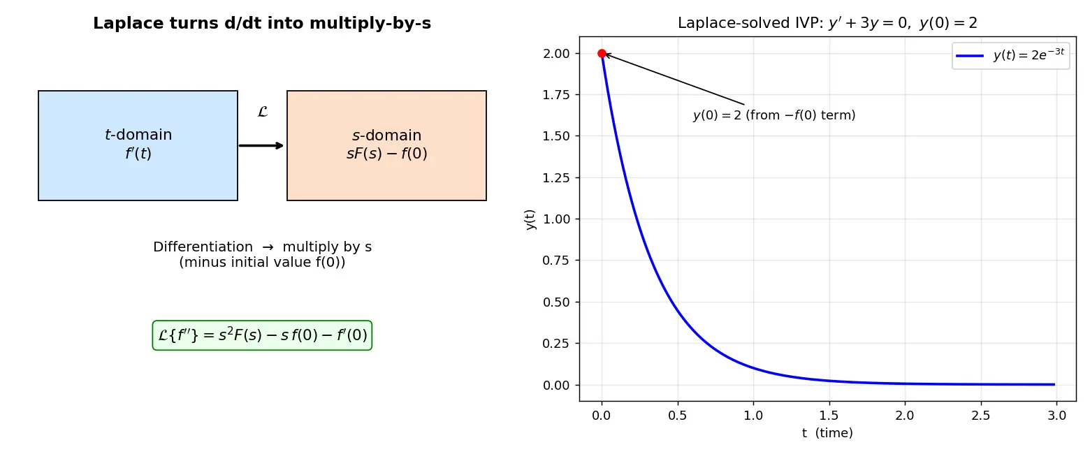 Figure — Laplace of derivatives — key property for solving ODEs