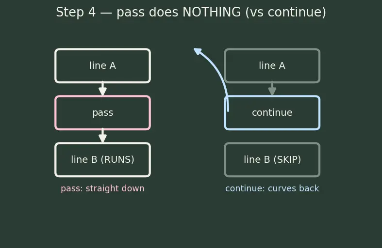 Figure — break, continue, pass — when and why