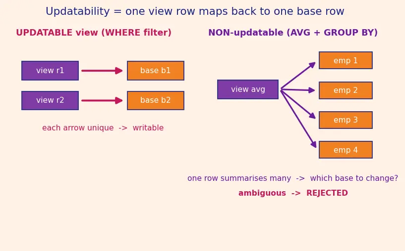 Figure — Views — creating, updatable views