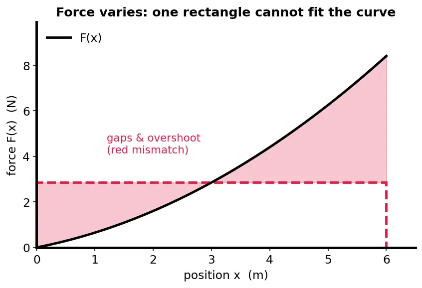 Figure — Work done by variable force — integration