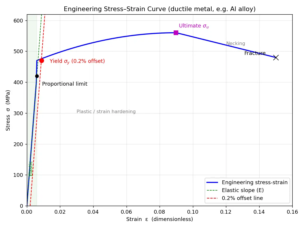Figure — Yield stress, ultimate stress — material behavior