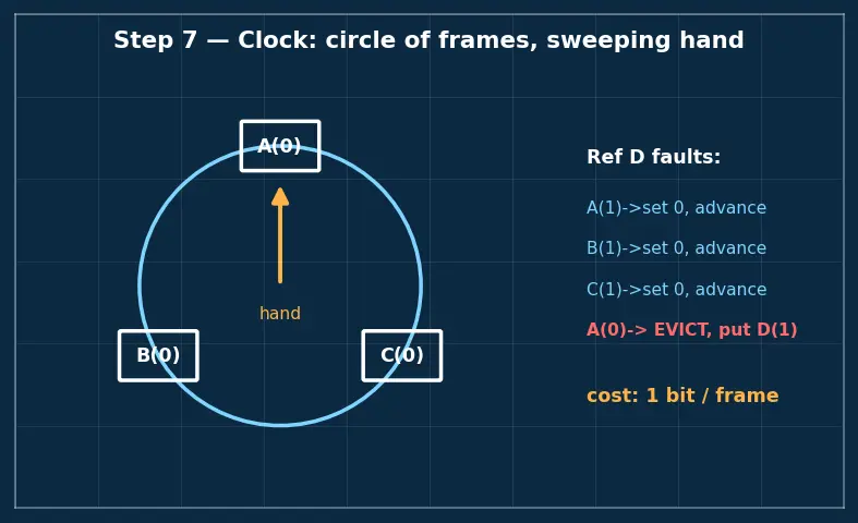 Figure — Page replacement — FIFO, LRU, Clock, Optimal