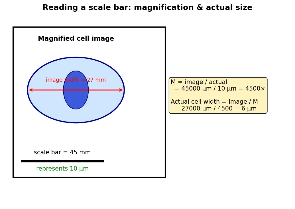 Figure — Calculate magnification and actual size from scale bars