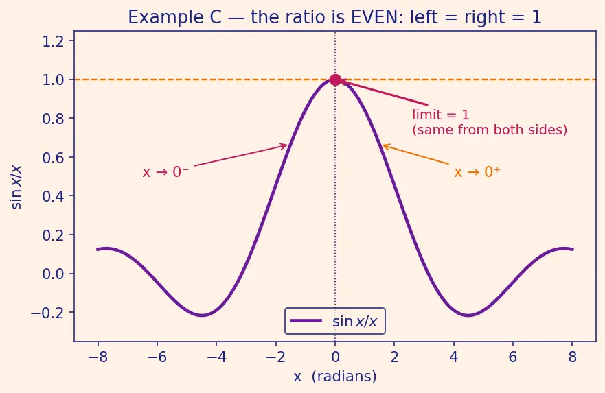 Figure — Important limits — lim(sin x  -  x) = 1, lim((1+1 - n)ⁿ) = e