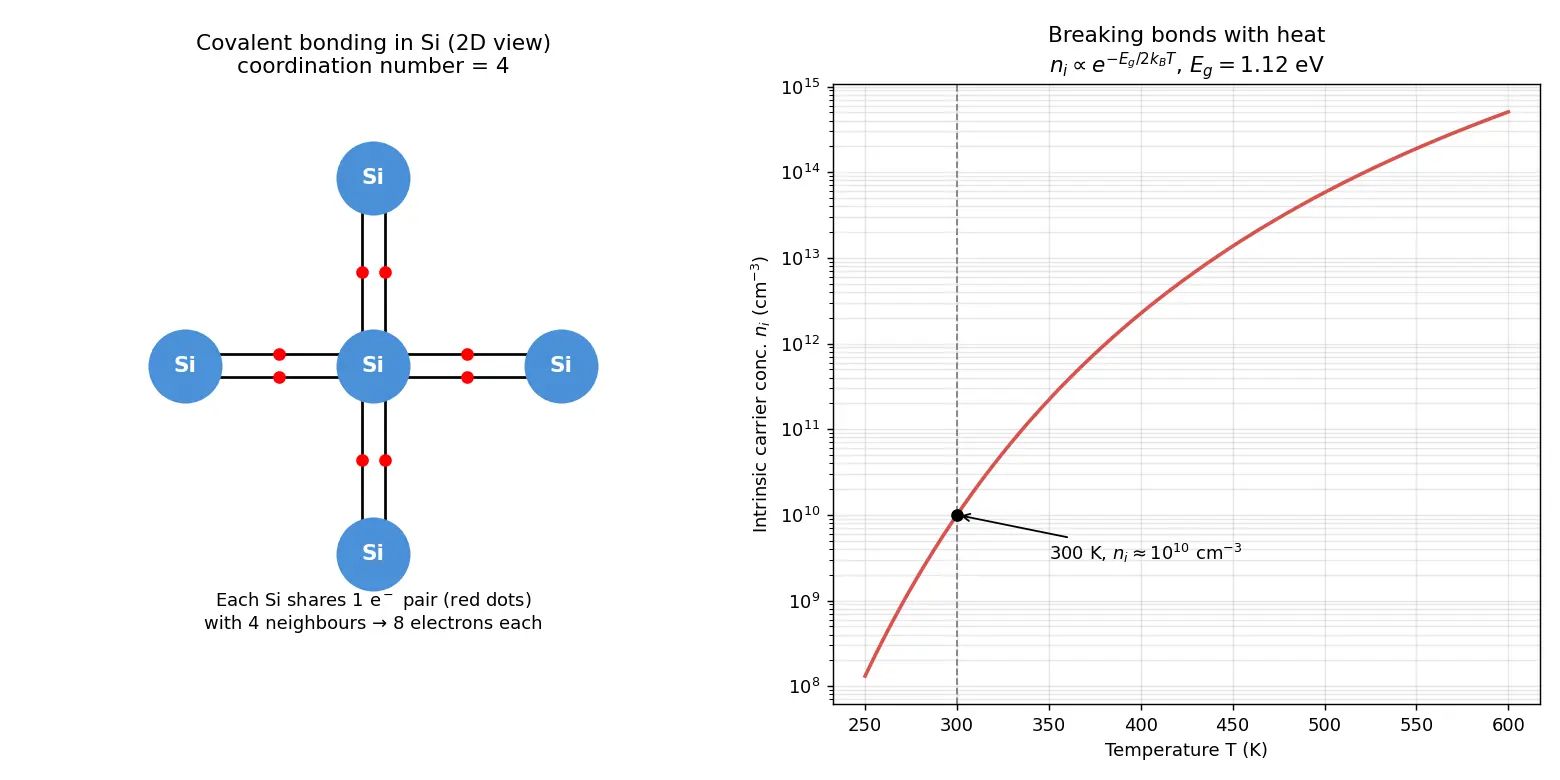 Figure — Covalent bonding in silicon crystals
