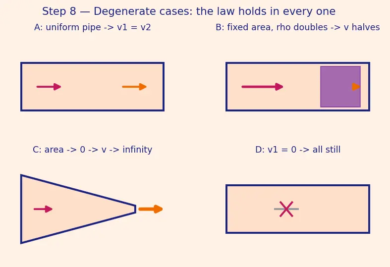 Figure — Continuity equation — derivation (conservation of mass), ρAv = const