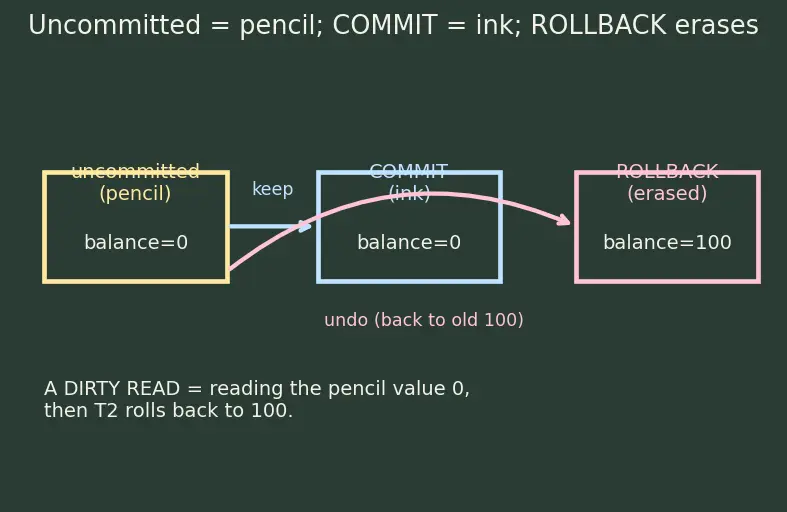 Figure — Concurrency anomalies — dirty read, non-repeatable read, phantom read