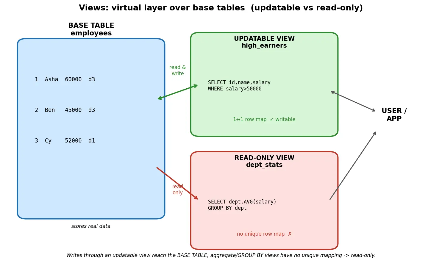 Figure — Views — creating, updatable views