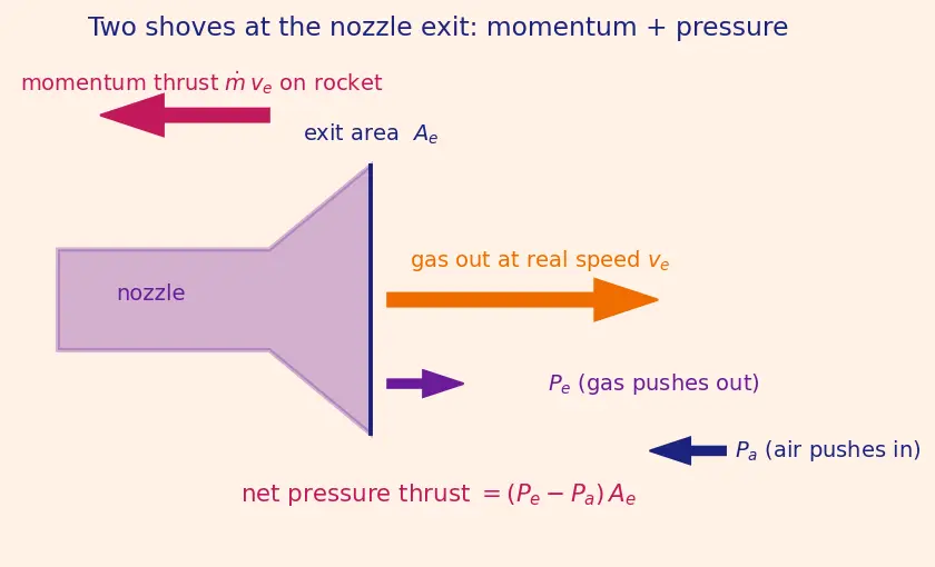 Figure — Effective exhaust velocity c = v_e + (P_e − P_a)A_e - ṁ