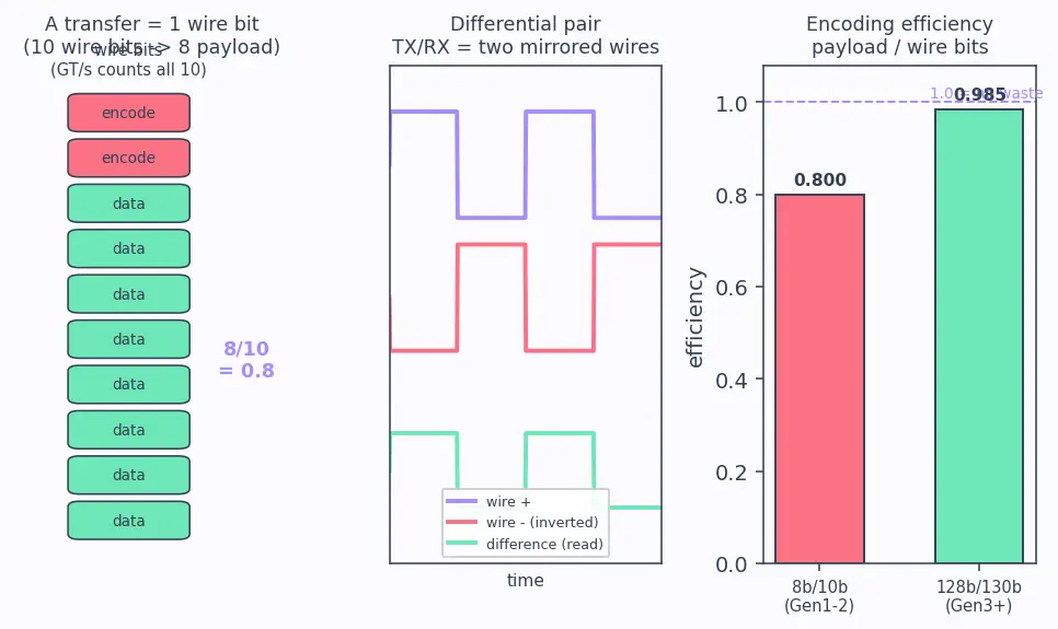 Figure — PCIe lanes, links, and bandwidth