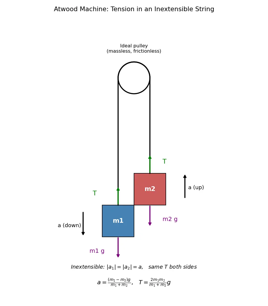 Figure — Tension in inextensible strings