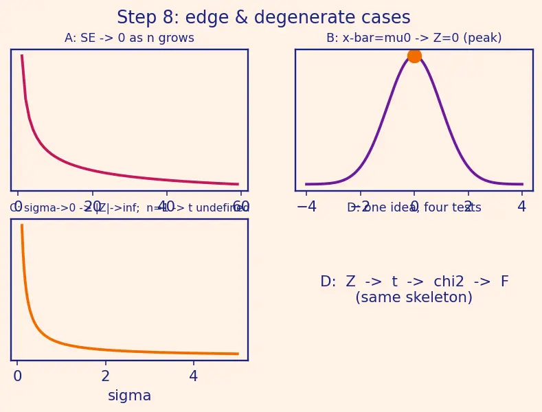 Figure — z-test, t-test, chi-squared goodness of fit, F-test