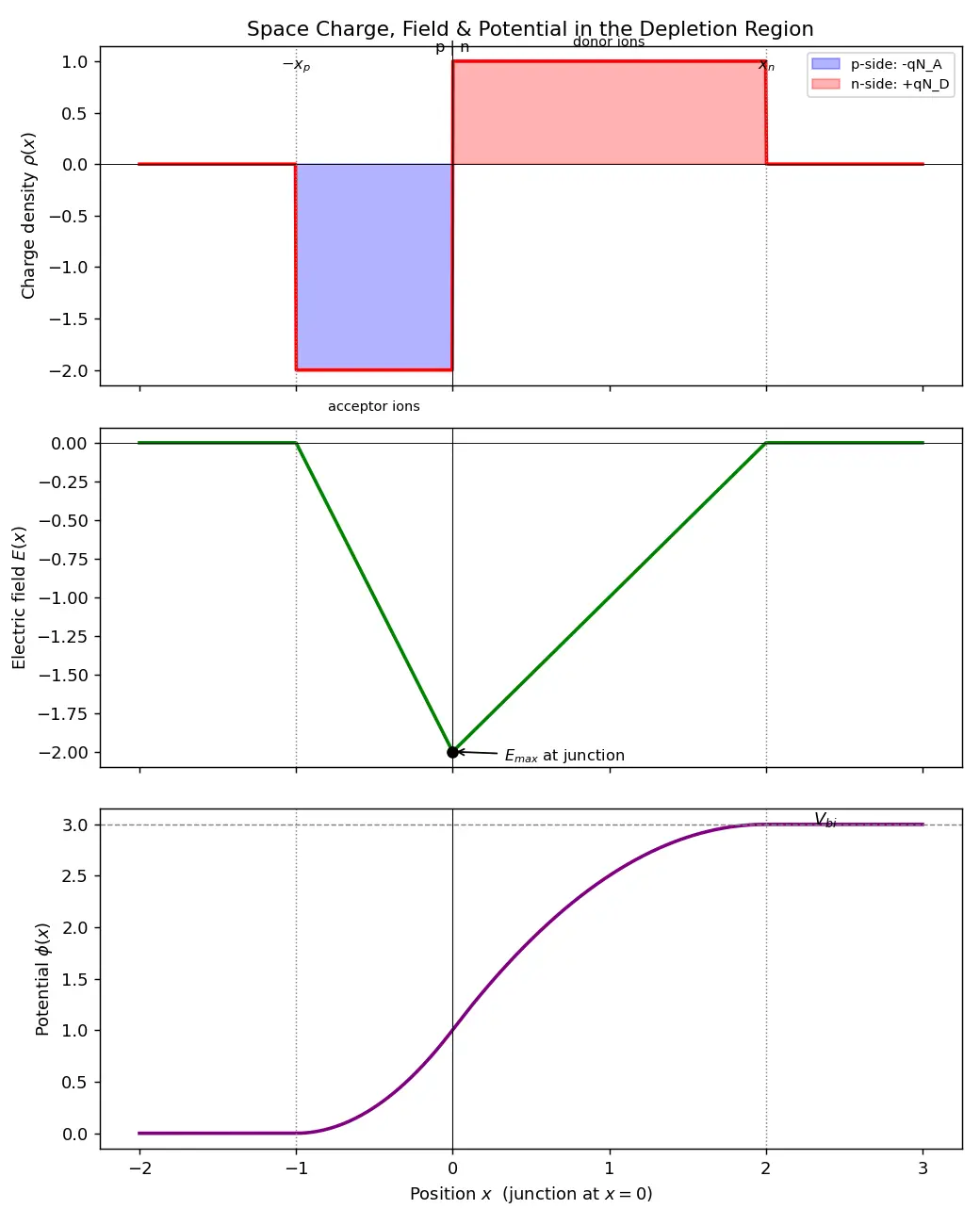 Figure — Depletion region and space charge