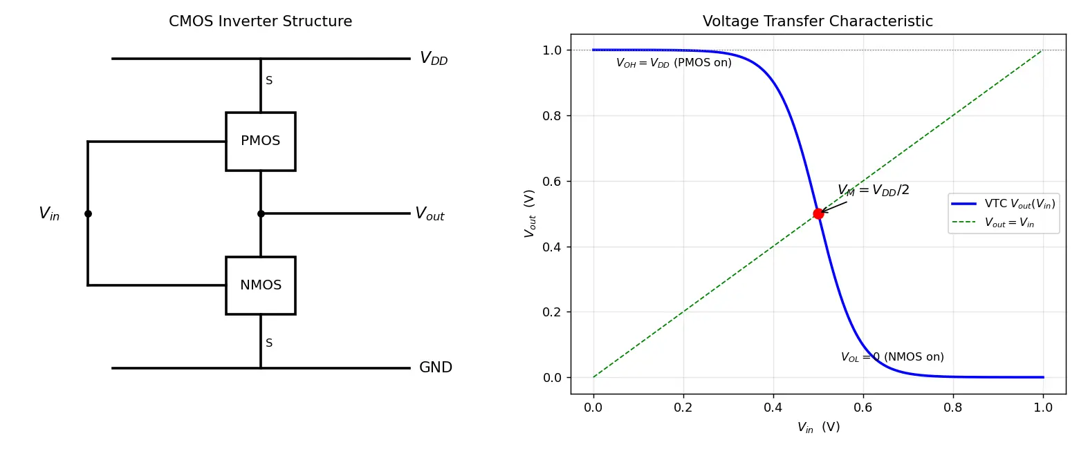 Figure — CMOS inverter structure and operation