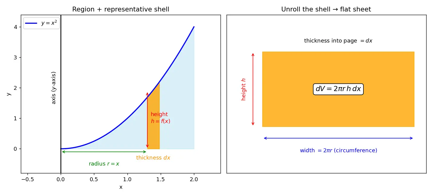 Figure — Volume of revolution — shell method