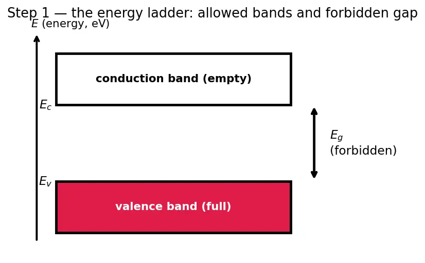 Figure — Band gap and its meaning for conductivity