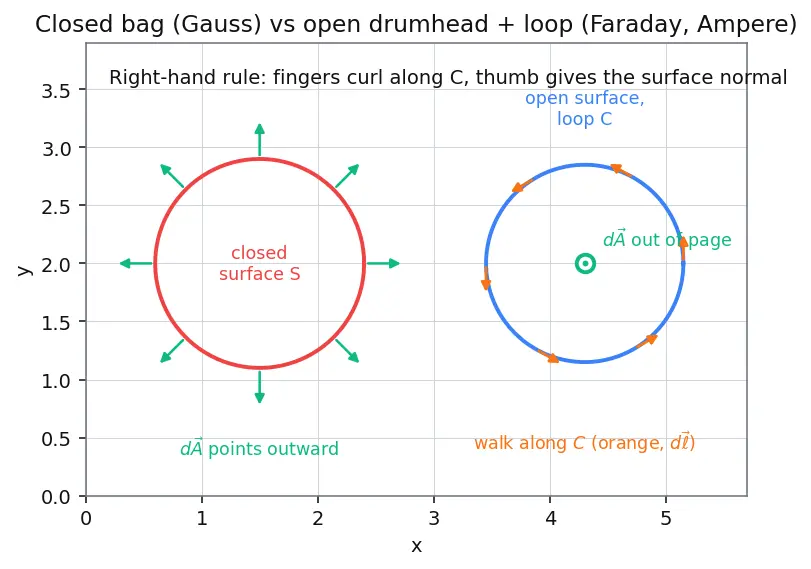 Figure — Maxwell's equations — integral form, all four
