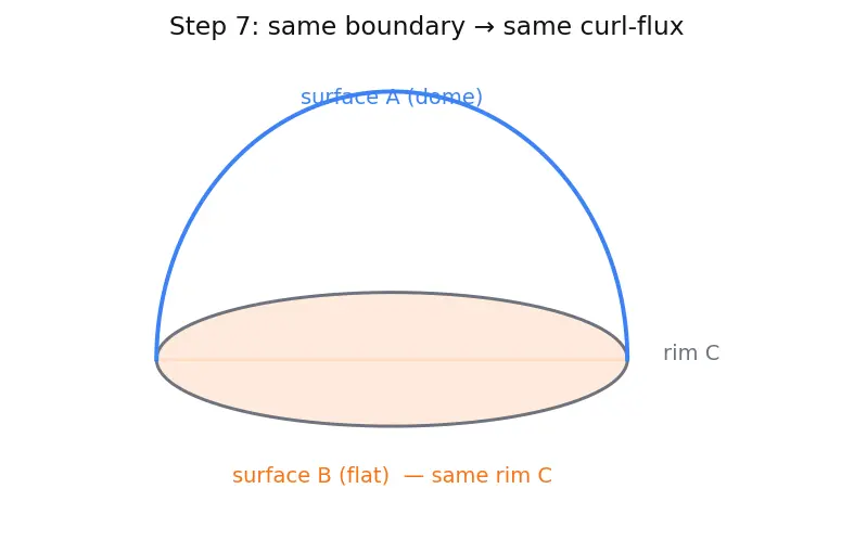 Figure — Stokes' theorem — statement, curl-circulation connection