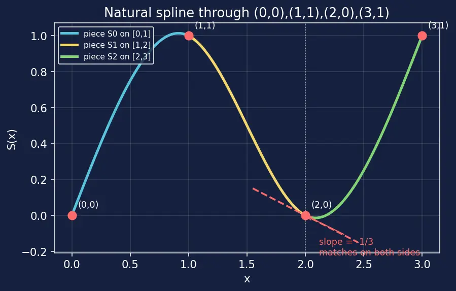 Figure — Cubic spline interpolation — natural, clamped