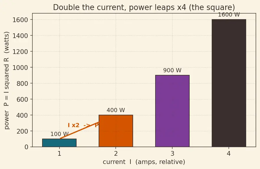 Figure — Calculate electrical power (P = VI, P = I²R)