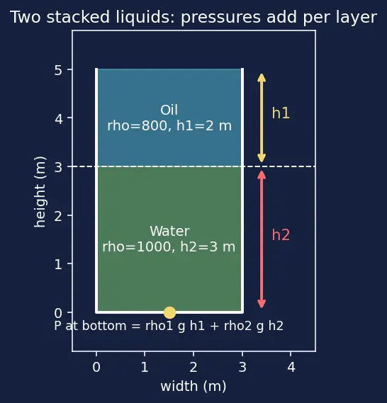 Figure — Hydrostatics — pressure = ρgh, derivation