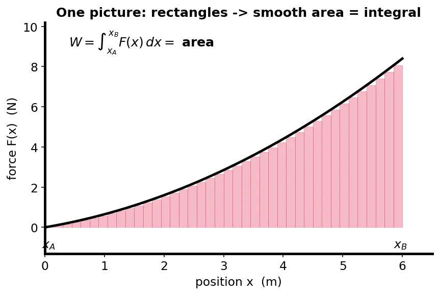 Figure — Work done by variable force — integration