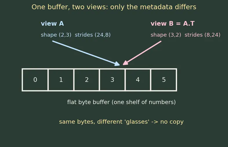 Figure — NumPy — ndarray structure, dtype, shape, strides