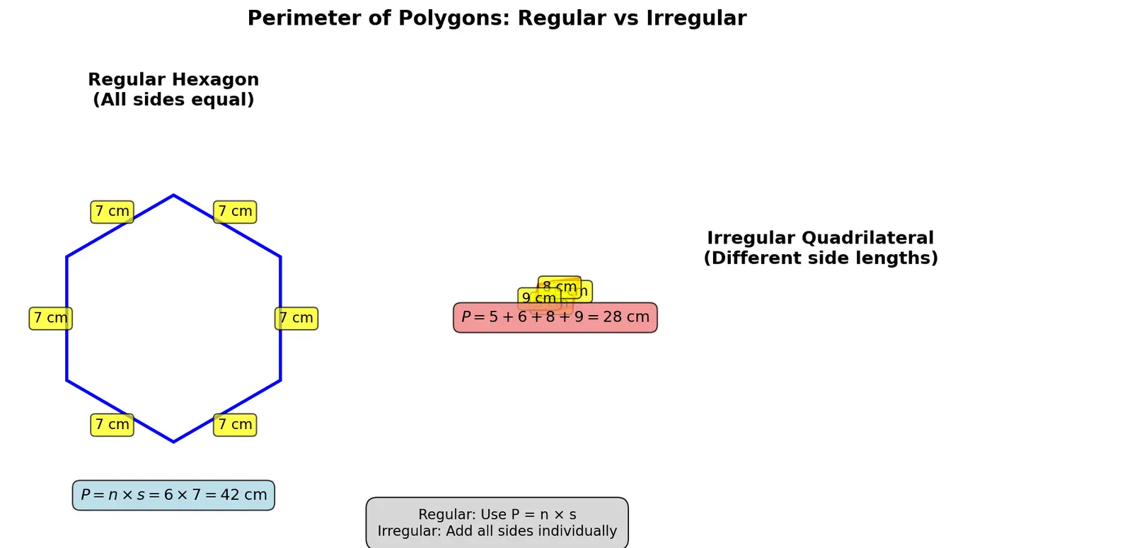 Figure — Perimeter of polygons — regular and irregular