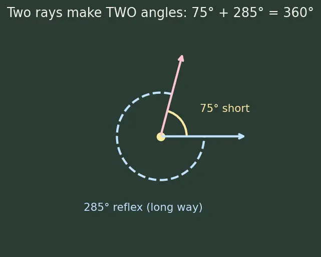 Figure — Types of angles — acute, right, obtuse, straight, reflex, complete