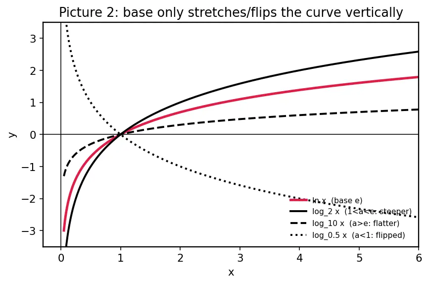Figure — Derivatives of ln x and logₐ(x)