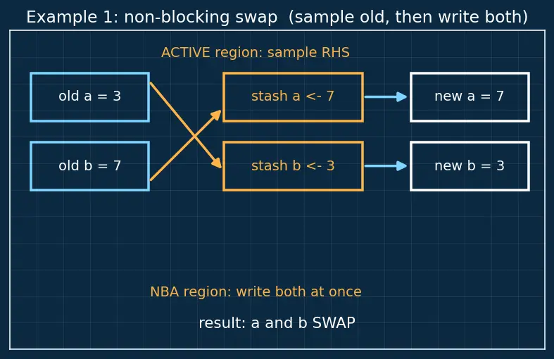 Figure — Blocking vs non-blocking assignments