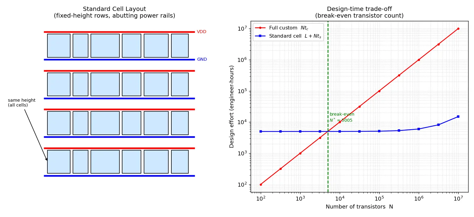 Figure — Full custom vs standard cell design