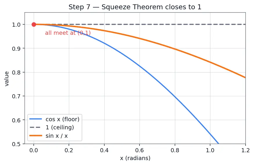 Figure — Important limits — lim(sin x  -  x) = 1, lim((1+1 - n)ⁿ) = e
