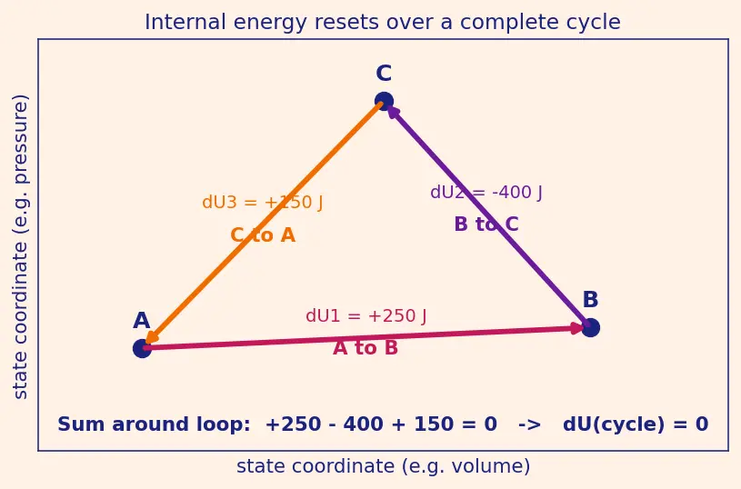 Figure — First law -  ΔU = q + w (chemist sign convention)